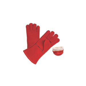 Split Red Leather Gloves Worxwell Cuff Kelvar Stitched